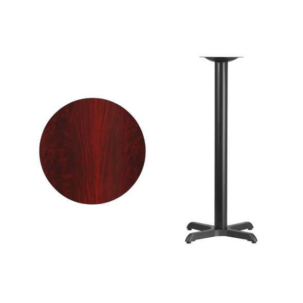 Stiles 24'' Round Mahogany Laminate Table Top with 22'' x 22'' Bar Height Table Base