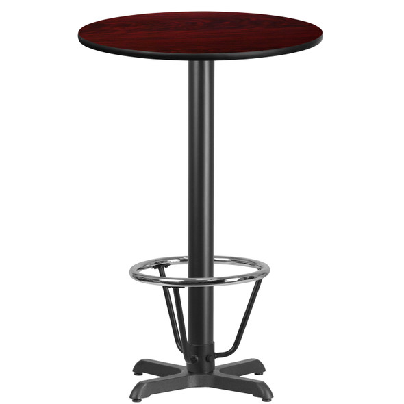 Stiles 24'' Round Mahogany Laminate Table Top with 22'' x 22'' Bar Height Table Base and Foot Ring