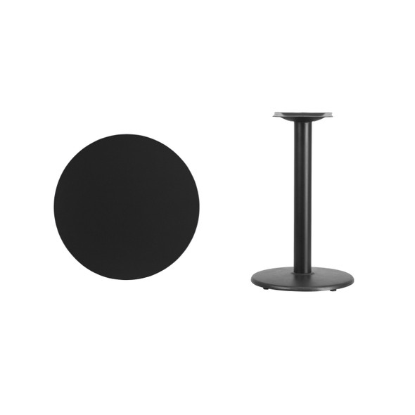 Stiles 24'' Round Black Laminate Table Top with 18'' Round Table Height Base