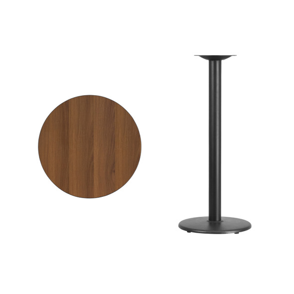 Stiles 24'' Round Walnut Laminate Table Top with 18'' Round Bar Height Table Base