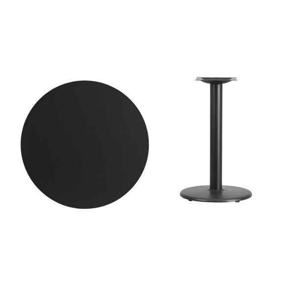 Stiles 30'' Round Black Laminate Table Top with 18'' Round Table Height Base