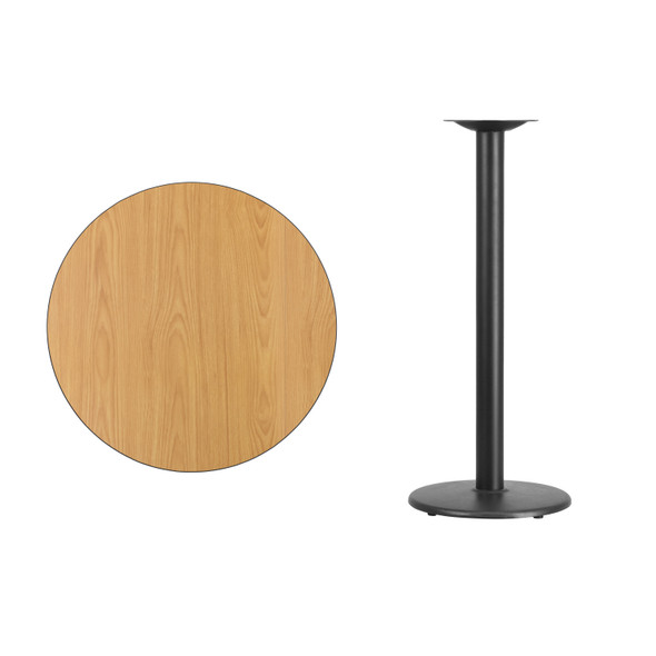 Stiles 30'' Round Natural Laminate Table Top with 18'' Round Bar Height Table Base