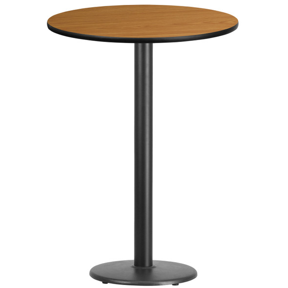 Stiles 30'' Round Natural Laminate Table Top with 18'' Round Bar Height Table Base