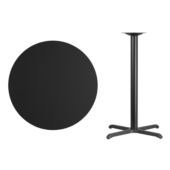 Stiles 36'' Round Black Laminate Table Top with 30'' x 30'' Bar Height Table Base