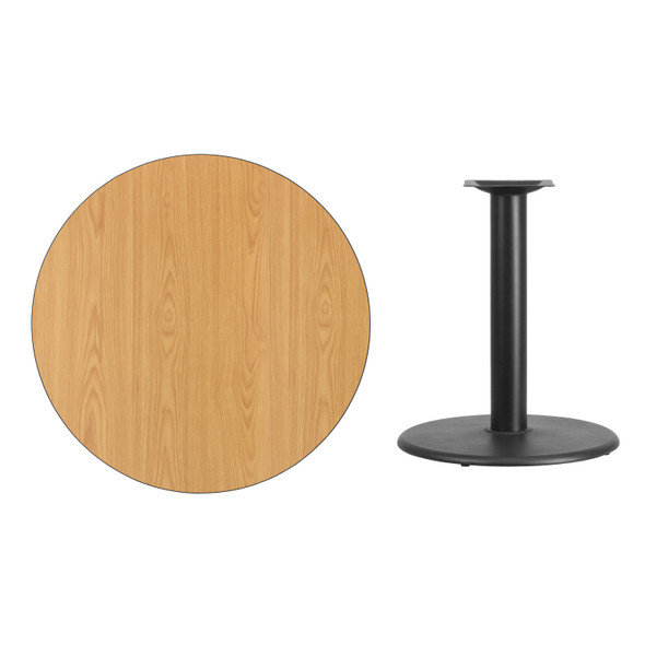 Graniss 36'' Round Natural Laminate Table Top with 24'' Round Table Height Base
