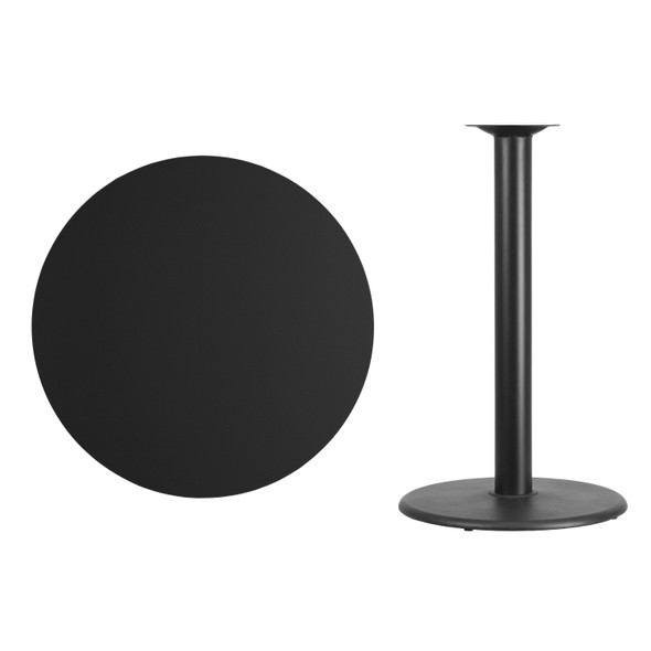 Stiles 36'' Round Black Laminate Table Top with 24'' Round Bar Height Table Base