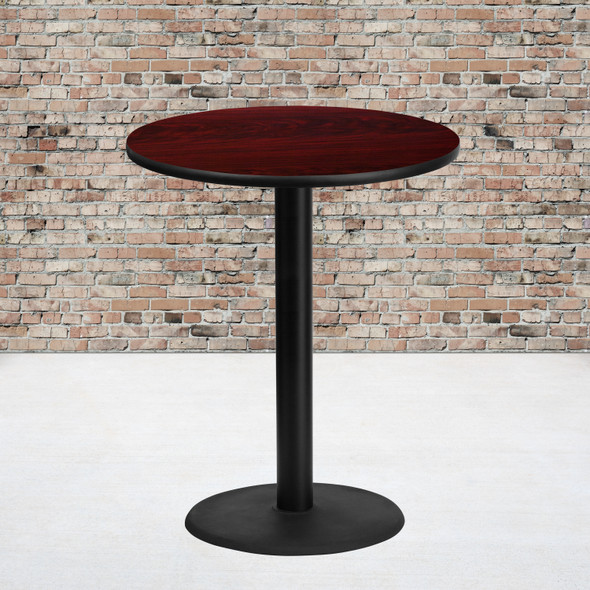 Stiles 36'' Round Mahogany Laminate Table Top with 24'' Round Bar Height Table Base
