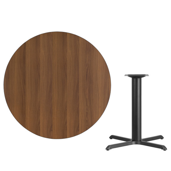 Graniss 42'' Round Walnut Laminate Table Top with 33'' x 33'' Table Height Base