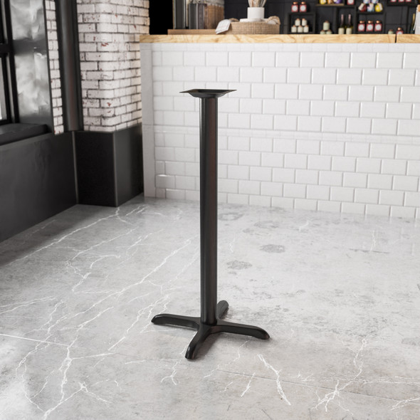 Beverly 22'' x 22'' Restaurant Table X-Base with 3'' Dia. Bar Height Column