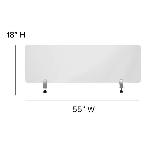 Halle Clear Acrylic Desk Partition, 18"H x 55"L (Hardware Included)