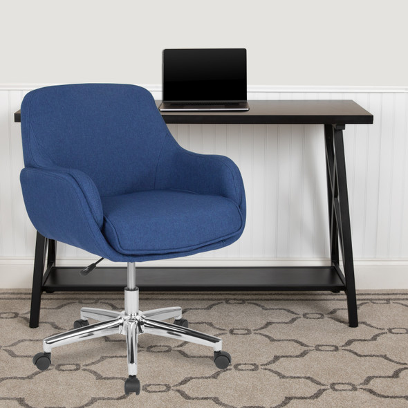 Rochelle Home and Office Upholstered Mid-Back Chair in Blue Fabric