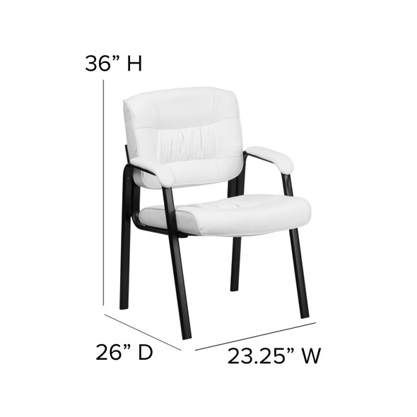 Haeger White LeatherSoft Executive Side Reception Chair with Black Metal Frame