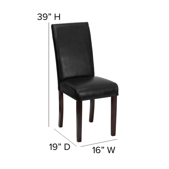 Godrich Traditional Black LeatherSoft Upholstered Panel Back Parsons Dining Chair