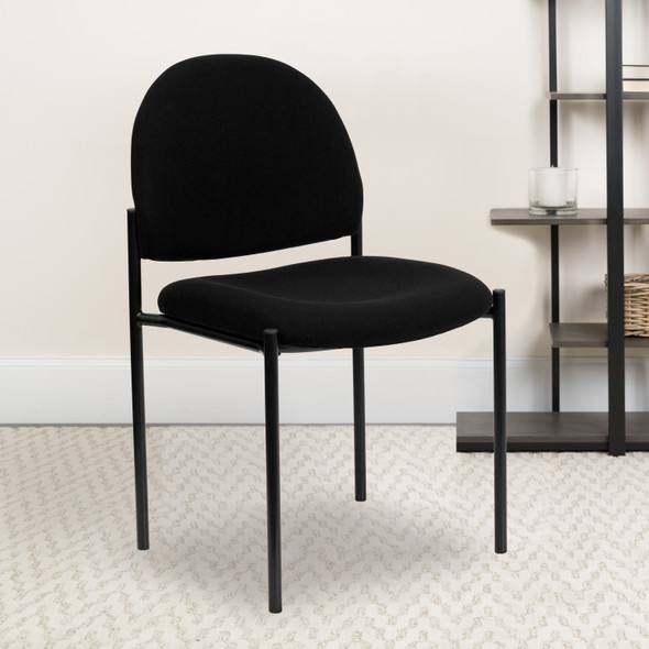 Tania Comfort Black Fabric Stackable Steel Side Reception Chair