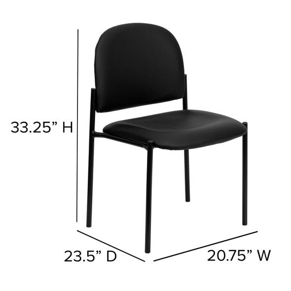 Tania Comfort Black Vinyl Stackable Steel Side Reception Chair