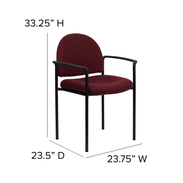 Tiffany Comfort Burgundy Fabric Stackable Steel Side Reception Chair with Arms