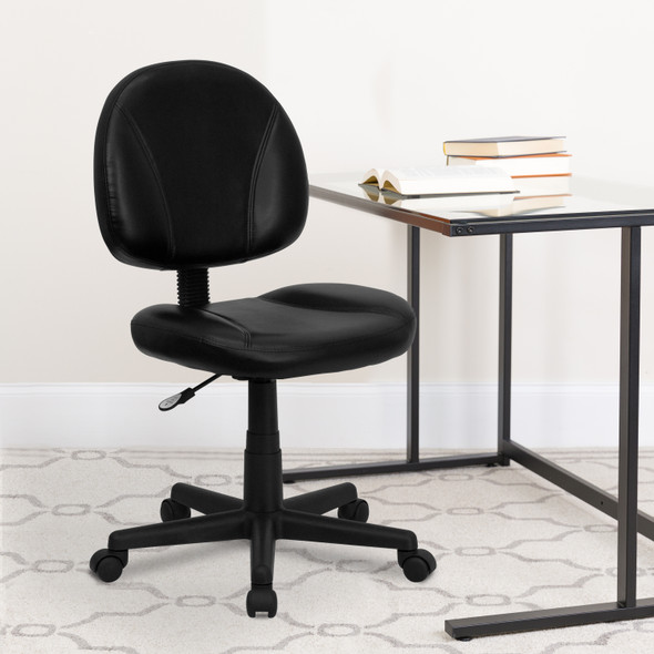 Ronald Mid-Back Black LeatherSoft Swivel Ergonomic Task Office Chair with Back Depth Adjustment