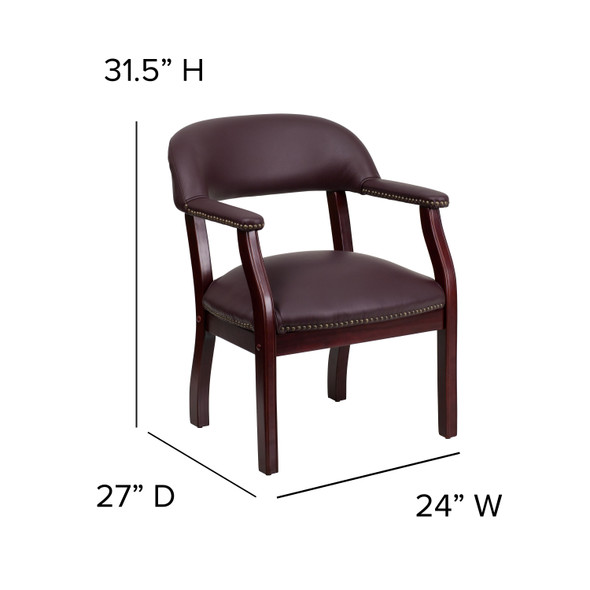 Diamond Burgundy LeatherSoft Conference Chair with Accent Nail Trim