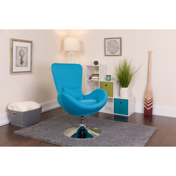 Egg Series Aqua Fabric Side Reception Chair