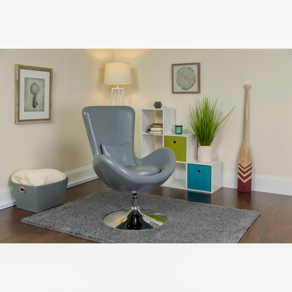 Egg Series Gray LeatherSoft Side Reception Chair