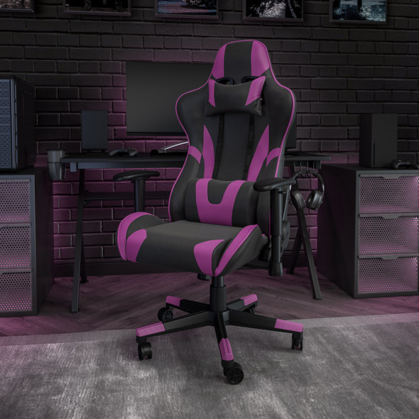 X20 Gaming Chair Racing Office Ergonomic Computer PC Adjustable Swivel Chair with Fully Reclining Back in Purple LeatherSoft