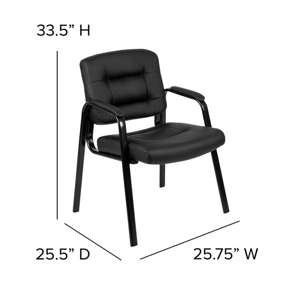 Darwin Flash Fundamentals Black LeatherSoft Executive Reception Chair with Black Metal Frame, BIFMA Certified