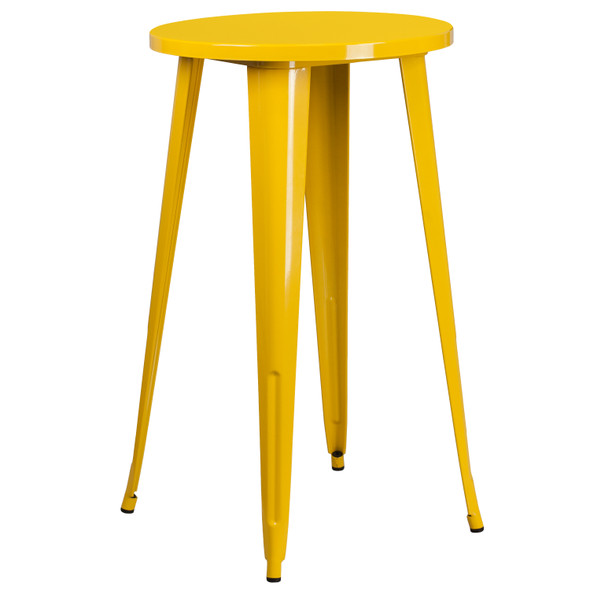 Dexter Commercial Grade 24" Round Yellow Metal Indoor-Outdoor Bar Table Set with 4 Cafe Stools