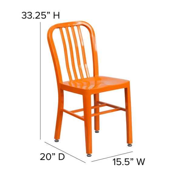 Gael Commercial Grade Orange Metal Indoor-Outdoor Chair