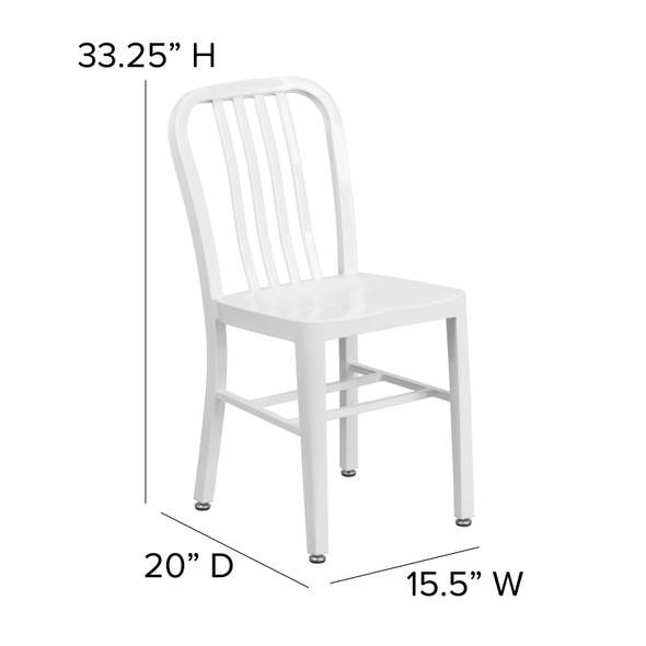 Gael Commercial Grade White Metal Indoor-Outdoor Chair