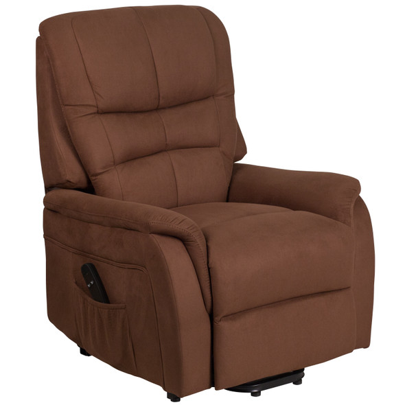 HERCULES Series Brown Microfiber Remote Powered Lift Recliner for Elderly