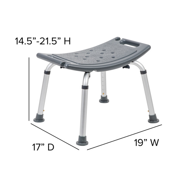 HERCULES Series Tool-Free and Quick Assembly, 300 Lb. Capacity, Adjustable Gray Bath & Shower Chair with Non-slip Feet