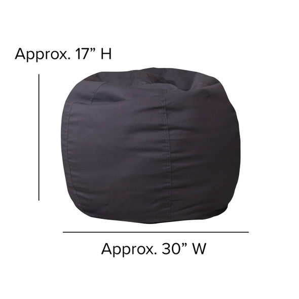 Dillon Small Solid Gray Refillable Bean Bag Chair for Kids and Teens