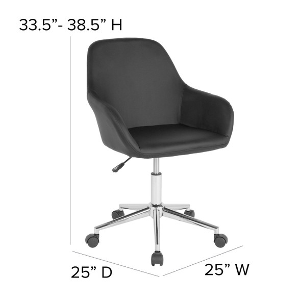 Cortana Home and Office Mid-Back Chair in Black LeatherSoft