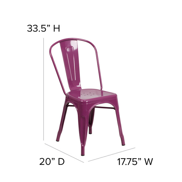 Tenley Commercial Grade Purple Metal Indoor-Outdoor Stackable Chair