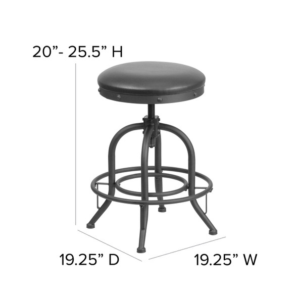 Carrington 24'' Counter Height Stool with Swivel Lift Black LeatherSoft Seat