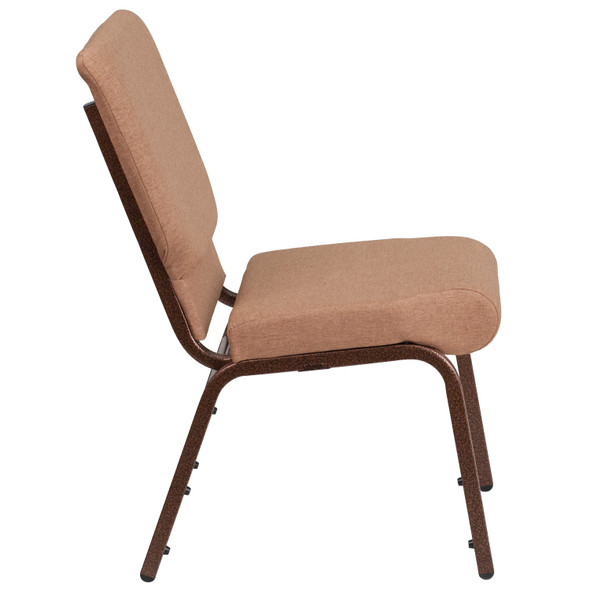 HERCULES Series 18.5''W Stacking Church Chair in Caramel Fabric - Copper Vein Frame