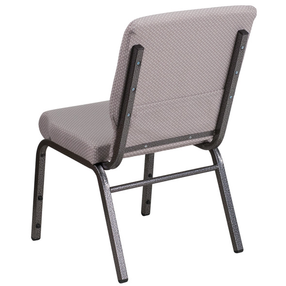 HERCULES Series 18.5''W Stacking Church Chair in Gray Dot Fabric - Silver Vein Frame