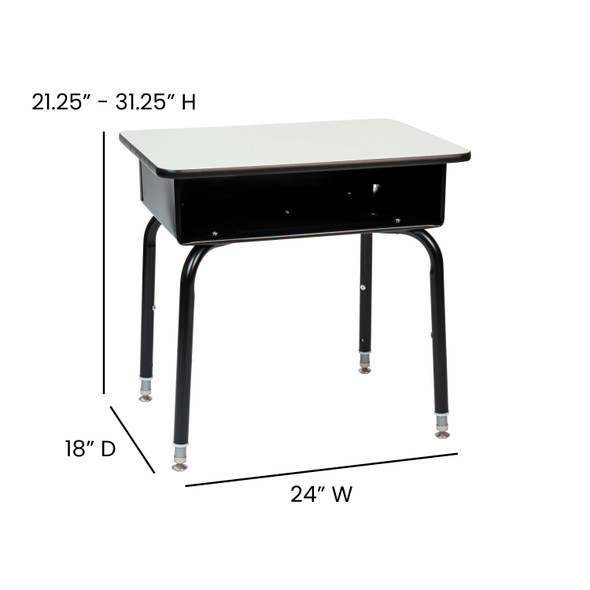 Billie Student Desk with Open Front Metal Book Box - Gray