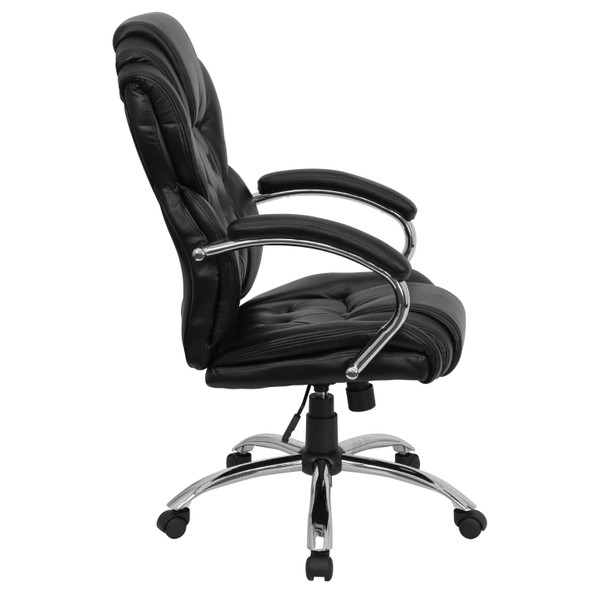Dorothy High Back Transitional Style Black LeatherSoft Executive Swivel Office Chair with Arms