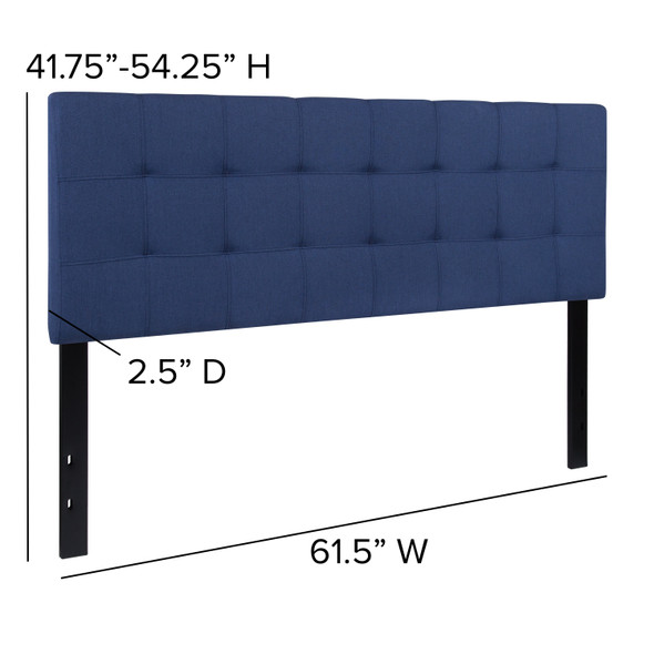 Bedford Tufted Upholstered Queen Size Headboard in Navy Fabric