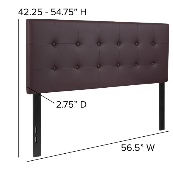 Lennox Tufted Upholstered Full Size Headboard in Brown Vinyl