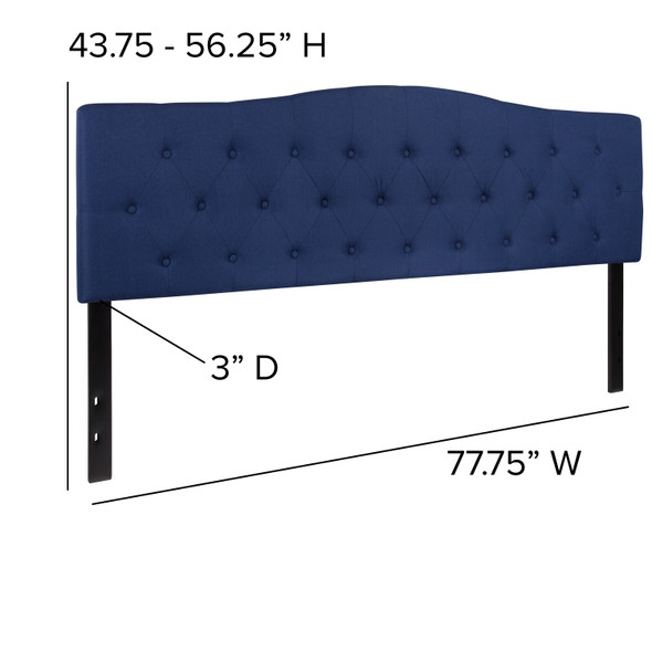 Cambridge Tufted Upholstered King Size Headboard in Navy Fabric