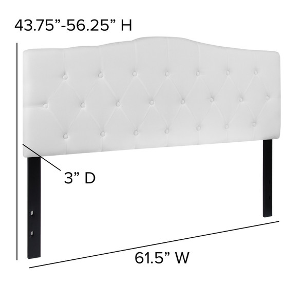 Cambridge Tufted Upholstered Queen Size Headboard in White Fabric