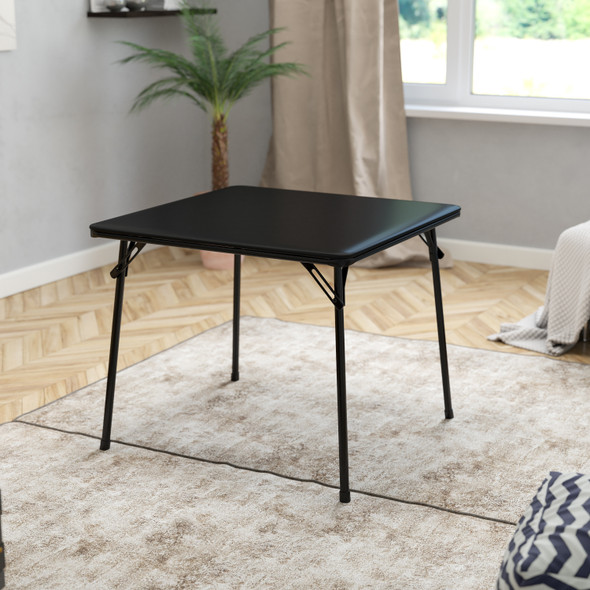 Madelyn Black Folding Card Table - Lightweight Portable Folding Table with Collapsible Legs