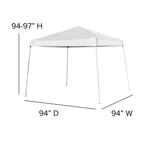 Harris 8'x8' White Outdoor Pop Up Event Slanted Leg Canopy Tent with Carry Bag