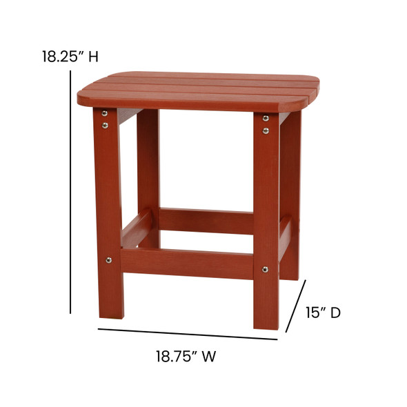 Charlestown All-Weather Poly Resin Wood Adirondack Side Table in Red