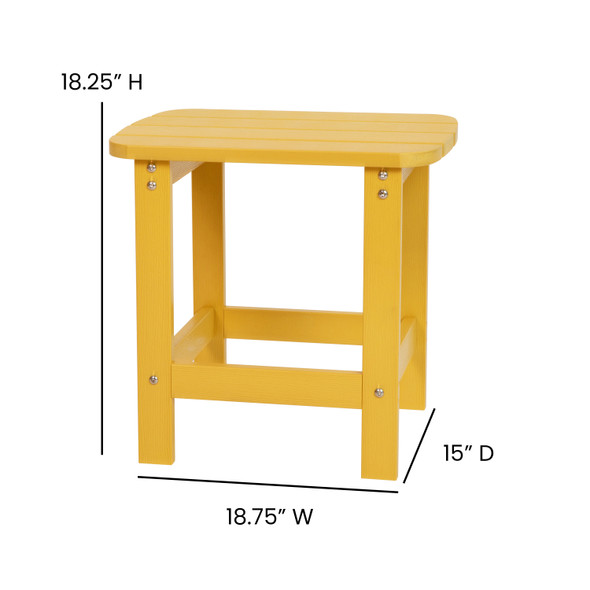 Charlestown All-Weather Poly Resin Wood Adirondack Side Table in Yellow
