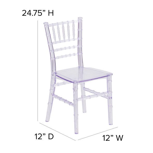 HERCULES Childs Transparent Crystal Resin Party and Event Chiavari Chair for Commercial & Residential Use