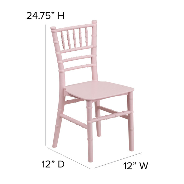 HERCULES Childs Pink Resin Party and Event Chiavari Chair for Commercial & Residential Use