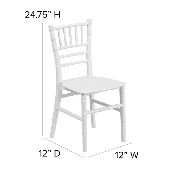 HERCULES Childs White Resin Party and Event Chiavari Chair for Commercial & Residential Use